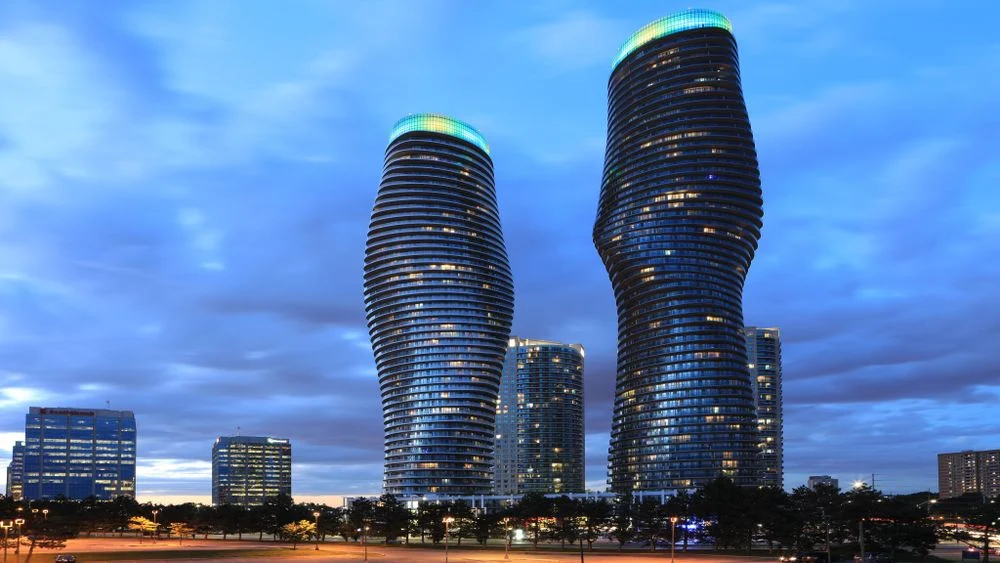 Condominiums in Mississauga, Canada at twilight