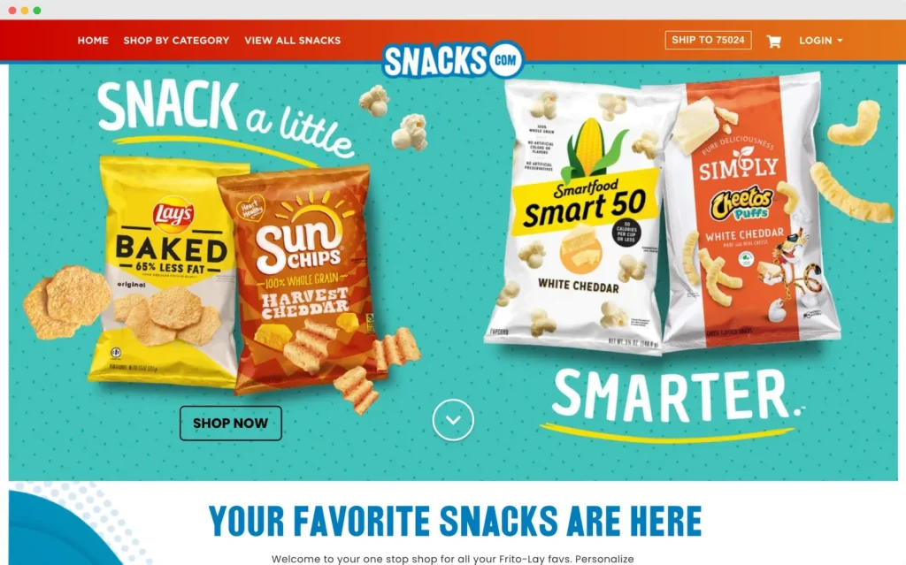 فروشگاه اینترنتی snacks.com متعلق به پپسی‌کو