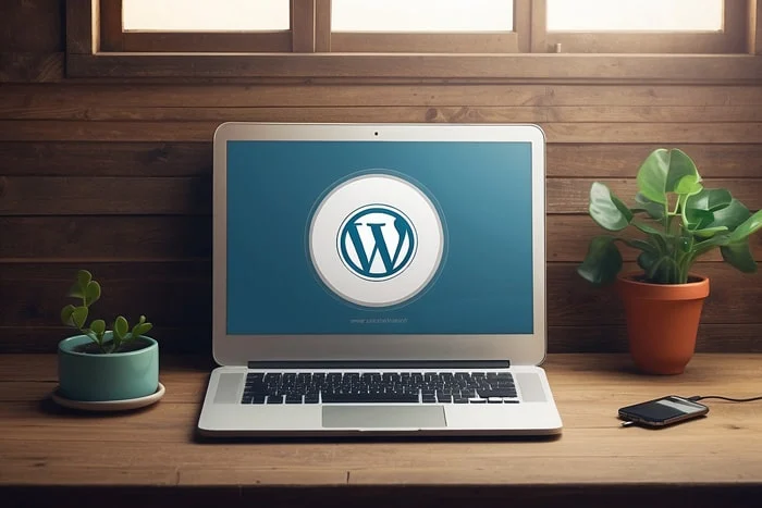 WordPress Logo on a laptop screen